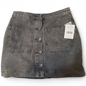 Free People Charcoal Button-Front Skirt Size 27